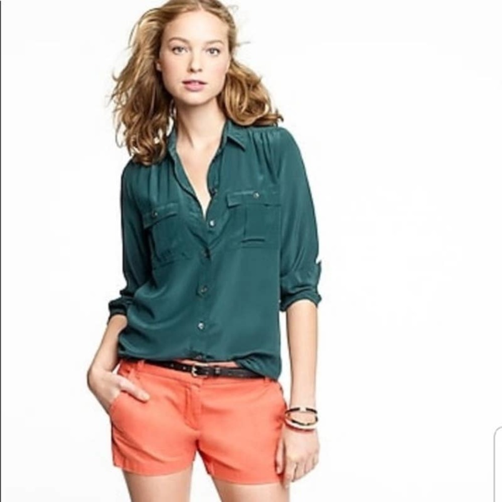 J. Crew Factory Womens Chino Broken In Shorts Coral Orange Size 6
